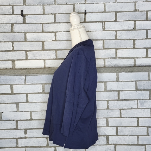 Appleseed's Women’s 3/4 Sleeve Collared Polo Top Petite Sz PXL Blue 100% Cotton - Picture 3 of 12